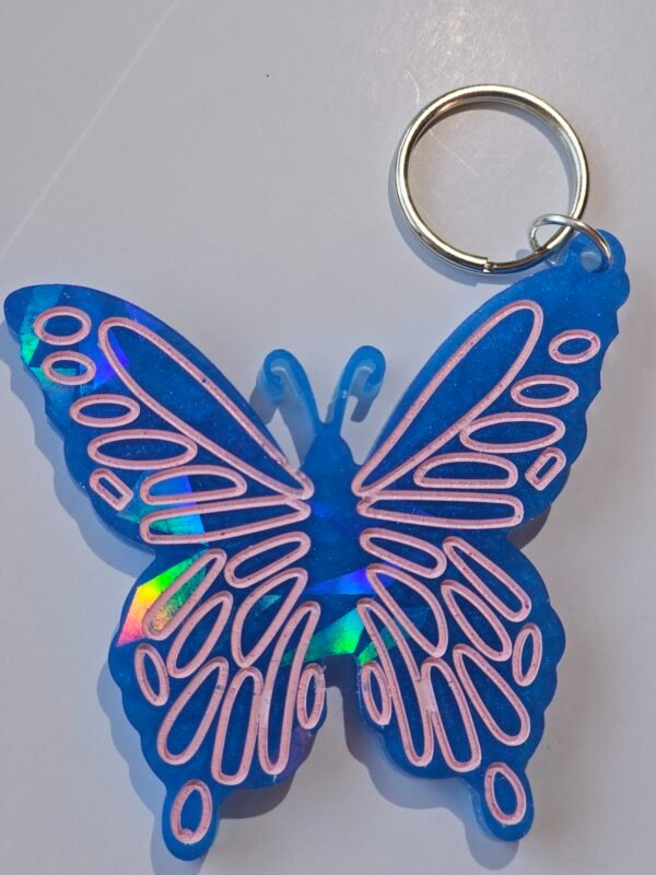 Holographic butterfly keychain
