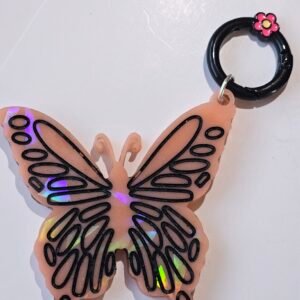 Holographic butterfly keychain