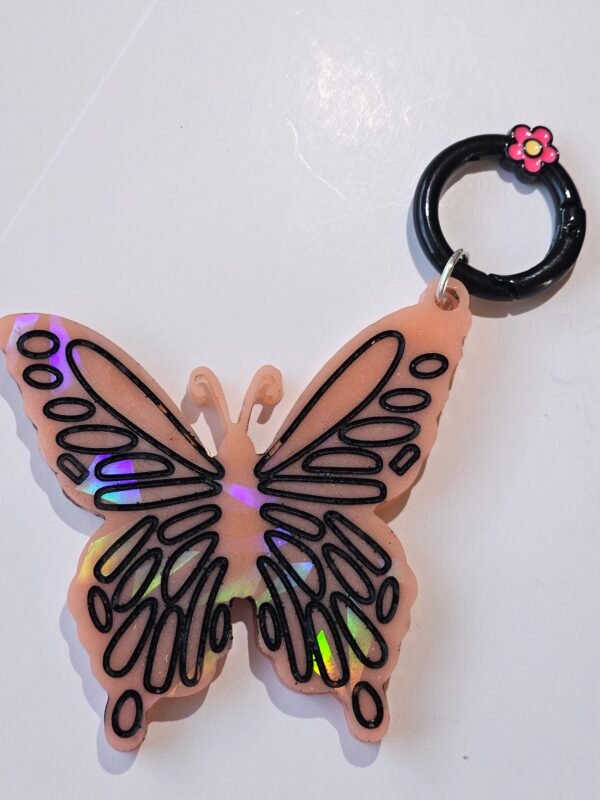 Holographic butterfly keychain