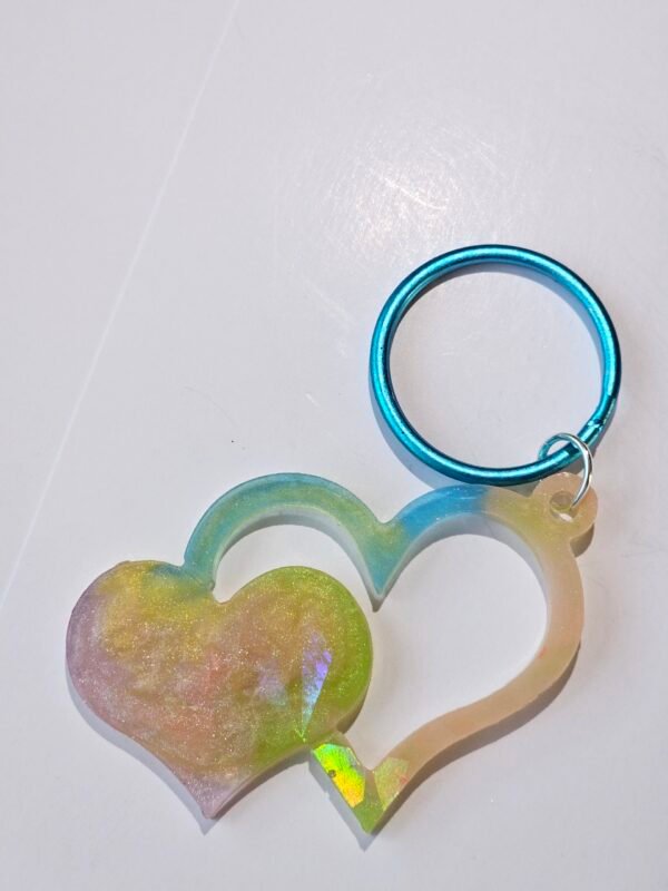 Holographic heart keychain