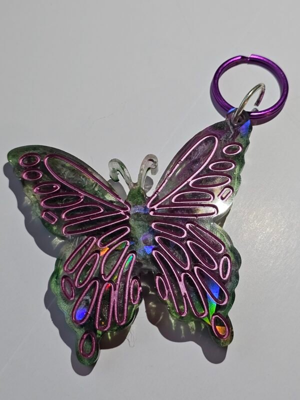 Holographic butterfly keychain