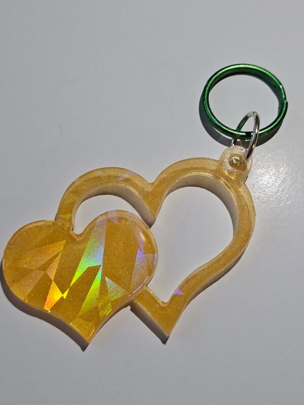 Holographic heart keychain