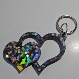 Holographic heart keychain