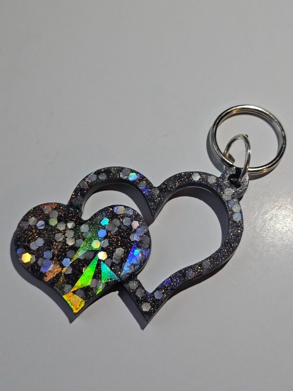 Holographic heart keychain