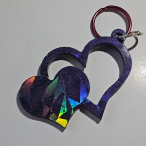 Holographic heart keychain