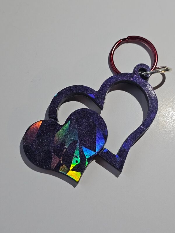 Holographic heart keychain